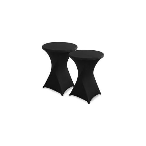 2 pièces Housse de Table Ronde Extensible, diamètre 80-85 cm Housse de Table à Manger pour Mariage hôtel Restaurant Bistro Jardin Restaurant Bar Table Haute, Noir