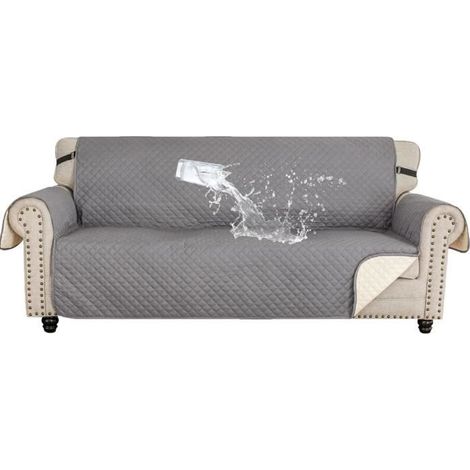 Housse de canapé - Universelle - 3 Places - Imperméable - Antidérapante - Blanc (1/4)