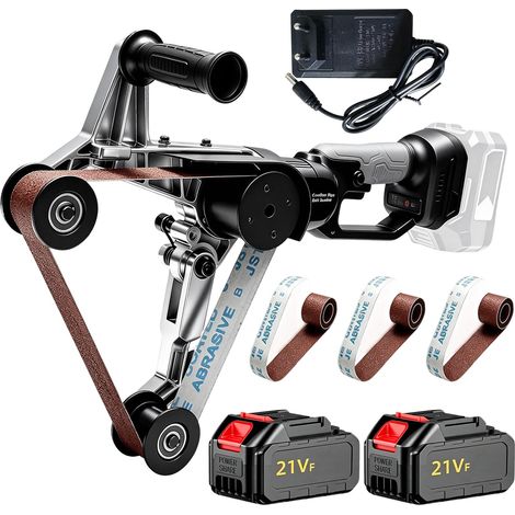Ponceuse à bande pour tuyaux sans fil, avec 2 batteries 21V (1/5)
