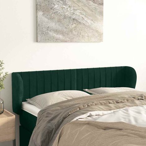 vidaXL Cabecero de terciopelo verde oscuro 147x23x78/88 cm (1/5)