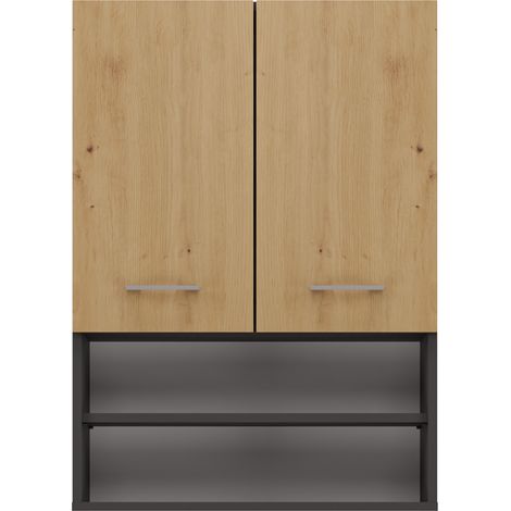 NELLIO - Wall mounted mirror cabinet - Bathroom wall cabinet - 64x30x90 cm - Bathroom storage (1/5)