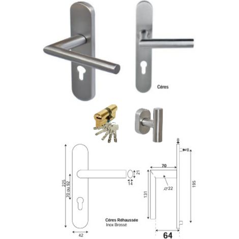 Poignee Cérès Réhaussée, Barillet, Bouton De Porte D'entre (ref : In158rpl2 - In303new) Gd Menuiseries