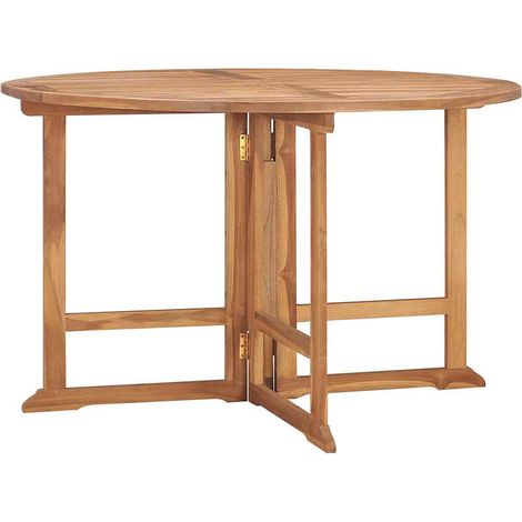 Mesa de comedor de jardín plegable teca maciza Ø110x75 cm vidaXL (1/5)