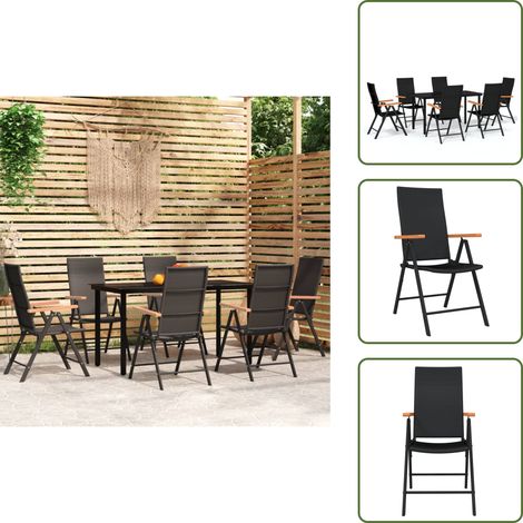 The Living Store 7-tlg. Garten-Essgruppe Schwarz - Gartenessgruppe (1/5)