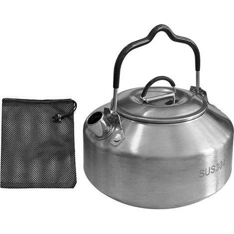 Théière portable en acier inoxydable Théière de camping Théières à café en plein air Randonnée Chaudières à eau de camping Bouilloires d'eau chaude Pots à thé en acier inoxydable Bouilloires (1/5)