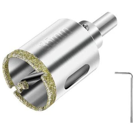 DIAMOND HOLE SAW 35mm, Tile Hole Saw with Diamond Surface Coating for Cutting Glass, Tiles, Ceramics, Marble, Limestone (1/4)