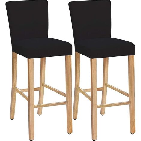 Washable stretch chair covers – Set of 2 – Soft and breathable material – Suitable for bar stools – Black (1/5)