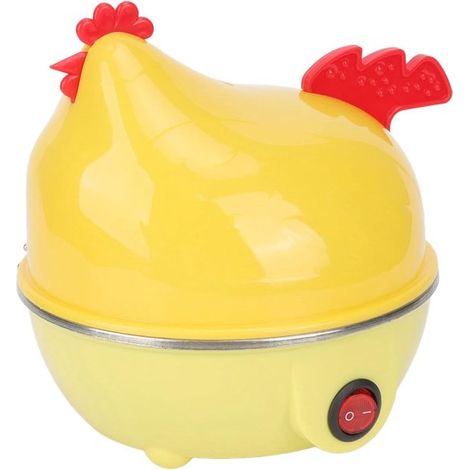 Cuiseur à œufs électrique - Convient pour 7 œufs - Minuteur - Arrêt automatique - Cuiseur à œufs rapide en forme de poule - Protection contre la surchauffe - 350 W - Jaune