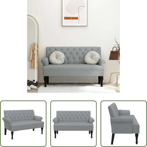 vidaXL Banc avec dossier gris clair 120x62x75,5 cm tissu (1/5)