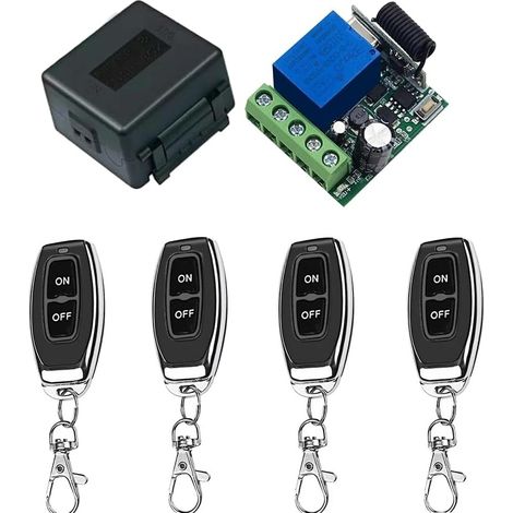 433Mhz DC 5V 6V 12V 24V 60V 1CH Télécommande sans fil module récepteur relais RF avec 4 émetteur, pour lumière ON/OFF, porte ouverte (1/5)