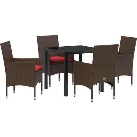 Maison Exclusive - Ensemble table et chaises avec coussin 5 pcs Marron Rotin PE (1/5)