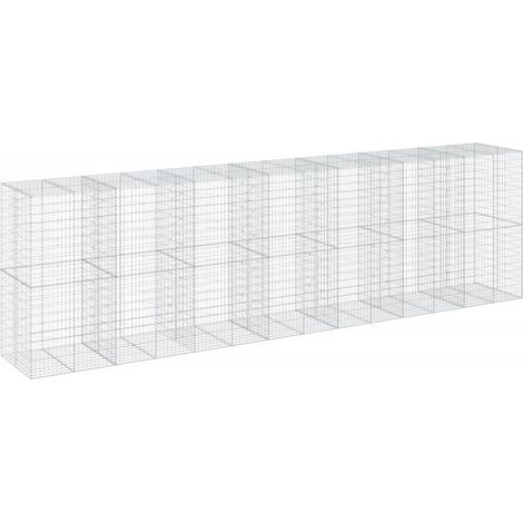 Panier gabion clôture cage mur de soutènement avec couvercle 700 x 100 x 200 cm fer galvanisé Argent