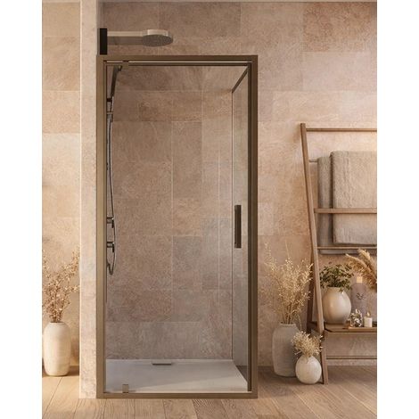 Box doccia 80x70 a battente Marsiglia reversibile trasparente H 195 cromo (1/5)