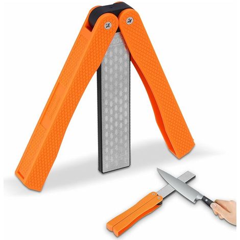 Messerschärfer, faltbarer Diamant-Schärfstein (Körnung 400/600), doppelseitiger Diamant-Schärfstein für Küche, Garten, Camping und Outdoor-Aktivitäten (1/5)