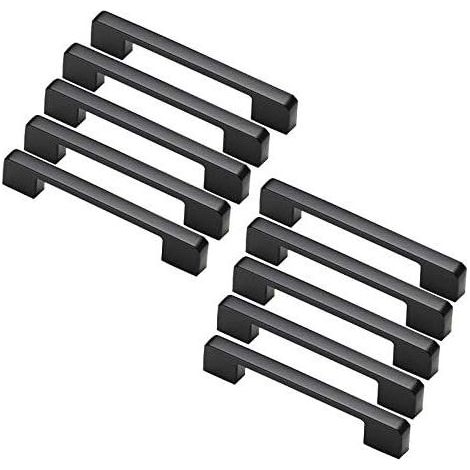 10pcs poignée meuble entraxe 128m-poignée porte cuisine noire poignee barre meuble poignee de cuisine noire (1/5)