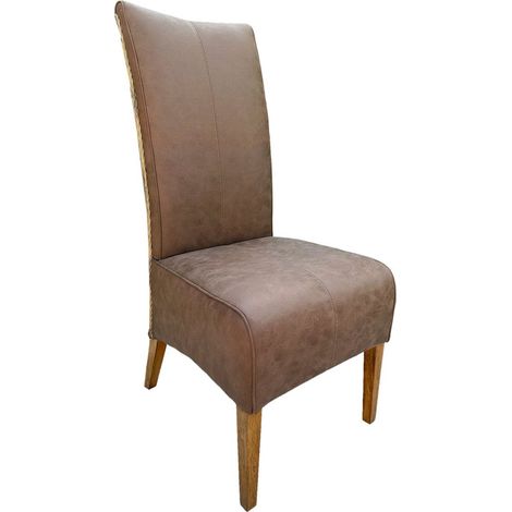 Chaise de Salle à Manger Sidney en Rotin Naturel et Manguier Massif Aspect Cuir Muscade - PANGIVO (1/5)