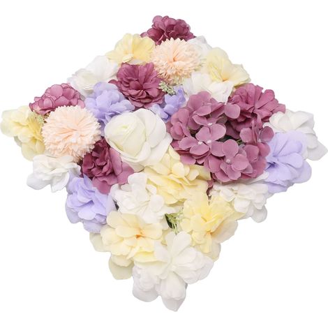 Panneaux muraux de fleurs artificielles, roses en soie simulées, décoration murale pour fond de scène de mariage, 38 x 38 cm, violet (1/5)
