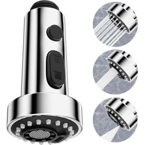 GDHZS-Hibbent 3 Modes Tête Robinet de Cuisine Remplacement, Douchette pour Rétractable Mitigeur Cuisine Universel G1/2,Robinet Cuisine Pivotant à 360°,Douchette Evier Cuisine Remplacement Filetage Mâl (1/5)