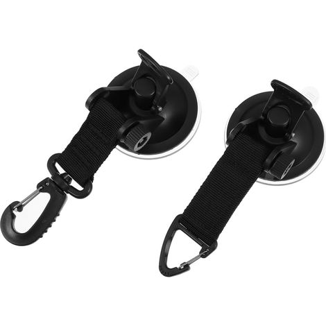Lot de 2 Crochets à Ventouse Noirs, Fixation Rotative 360°, Ventouses Robustes pour Bâche de Camping, Usage Automobile et Extérieur, Support Pratique et Antidérapant