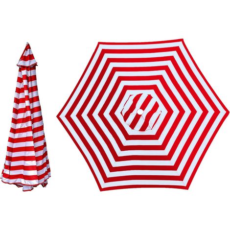 CCYKXAHousse de rechange pour parasol de plage,sans porte-parapluie, auvent de rechange pour cour, jardin, piscine (rouge et blanc, 2,7 m/6 nervures) (1/5)