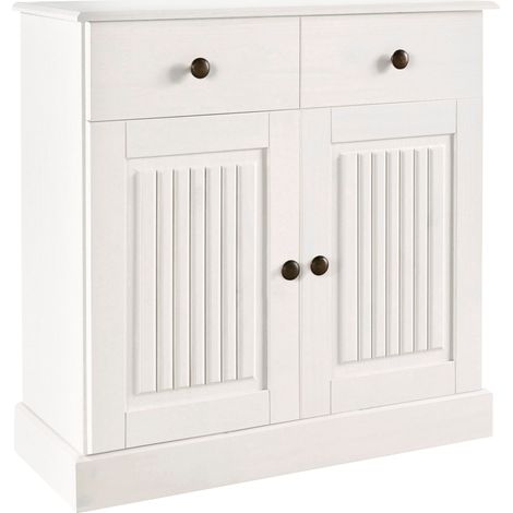 MilleBuffet avec 2 portes et 1 tiroir en pin laqué blanc (1/5)