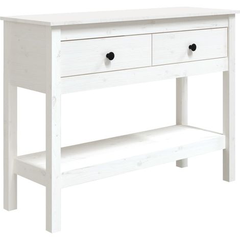Maison Exclusive - Tavolo Consolle Bianco 100x35x75 cm in Legno Massello di Pino