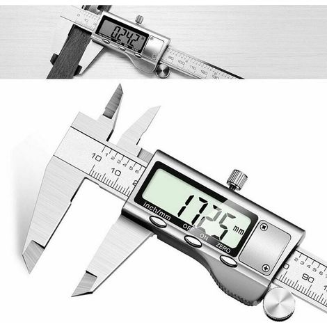 Digitaler Messschieber – Professioneller digitaler Messschieber, 150 mm, präzise und schnelle Messung, leicht ablesbares Nonius-Mikrometerwerkzeug aus Edelstahl mit LCD-Anzeige, (1/4)
