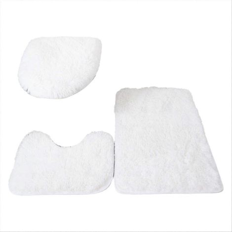 Tapis de bain 3 pièces avec housse de siège de toilette, tapis de douche et tapis de sol antidérapant et absorbant pour salle de bain et baignoire. Décoration de baignoire. (1/5)
