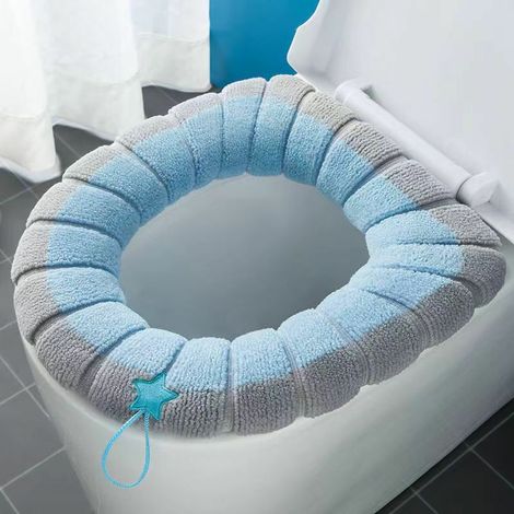 Badezimmer-Toilettensitzbezug, weiches, verdicktes Toilettensitzkissen, waschbares Toilettensitzkissen, Blau