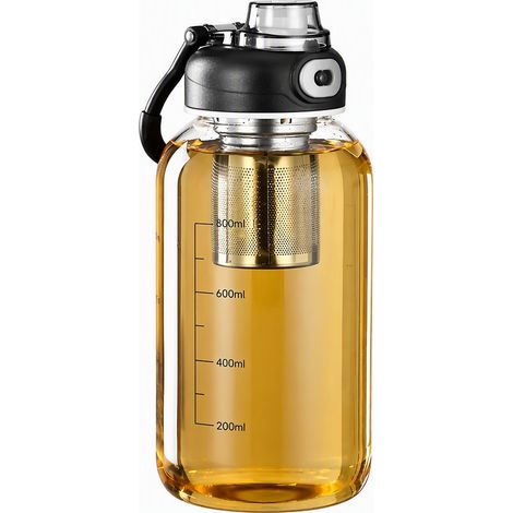Verre à eau gradué 1000 ml avec infuseur à thé et manchon (1/5)