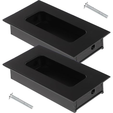 2 Pièces Poignées de Porte Encastrées Noires Alliage Aluminium Poignée Invisible pour Placards et Portes Coulissantes Design Caché Antirayures Lot (1/5)