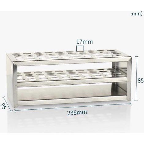Support pour tubes à essai en acier inoxydable, 32 trous, adapté aux tubes à essai de 0,89 pouce, résistant aux acides et aux alcalis, idéal pour les laboratoires. (1/5)