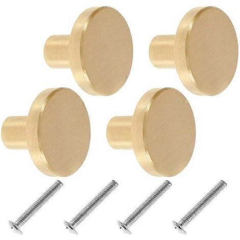 Lot de 4 boutons de porte ronds en laiton, un seul trou, 25 cm, couleur or. (1/5)