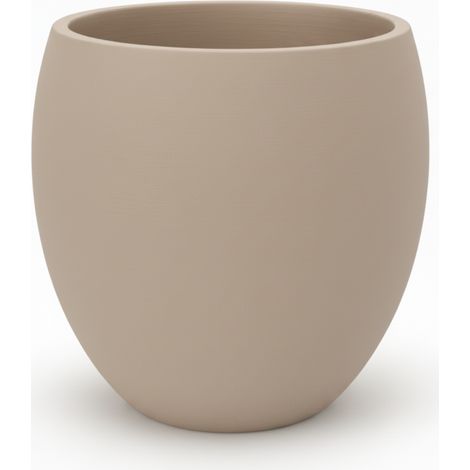 Vaso moderno e ampio, di colore beige, ideale per piante in casa e in ufficio.