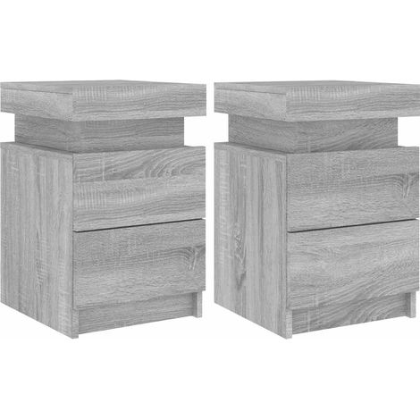 Maison Exclusive - Nachttische mit LED-Leuchten 2 Stk. Grau Sonom