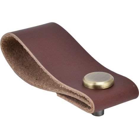 Poignée de valise en similicuir, moderne, à un trou, dissimulée, pour porte de placard, marron foncé (1/5)
