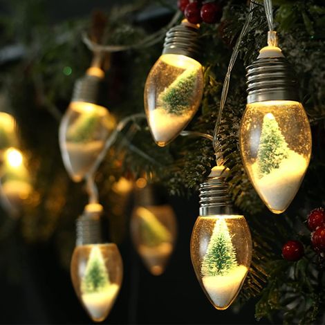 Weihnachtsbaumbeleuchtung, 20 transparente LED-Birnen, 3 Meter (2 Streifen)