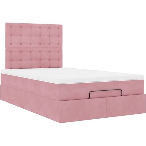 Struttura Letto Pouf con Materasso Rosa 120x200 cm Velluto vidaXL (1/5)