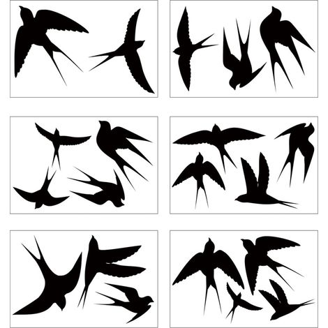 LOVIVER Autocollants d'oiseaux Anti-Collision pour fenêtre, 6 feuilles 20 pièces, décorations de portes en verre, autocollants de fenêtre en PVC, autocollants