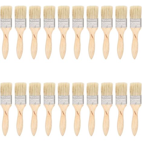 Ensemble de 20 pinceaux plats à manche en bois et poils artificiels pour le nettoyage des peintures (1/5)