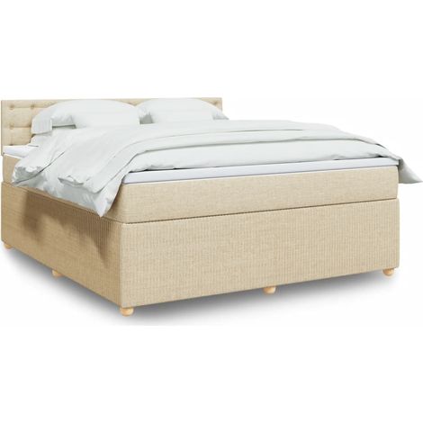 vidaXL Giroletto a Molle con Materasso Crema 180x200 cm in Tessuto (1/5)