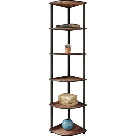 Libreria Schiavon, Biblioteca 5 Ripiani, Installazione Libera, Sfumatura Colore Struttura Noce, 34x34x173h cm Marrone Noce