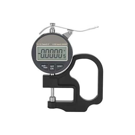 Jauge d'épaisseur numérique, Outil de mesure de l'épaisseur de Fil Tissu Cuir Papier Film Éponge,Gamme 0-12,7mm, Précision 0,001mm, avec une boîte noi (1/5)
