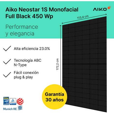 Robinsun Performance 445 Kit Solar 1 Panel Monofacial 445 Wp + Microinversor 800 W + Fijación 90º + Cable 3m (1/4)