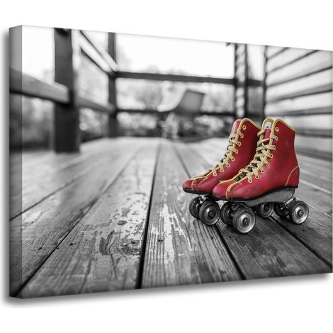 Leinwanddruck Vintage rote Rollschuhe 70x50 cm