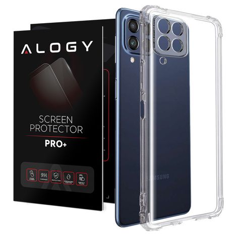 Funda protectora Alogy a prueba de golpes para Samsung Galaxy M53 5G, transparente + cristal (1/5)