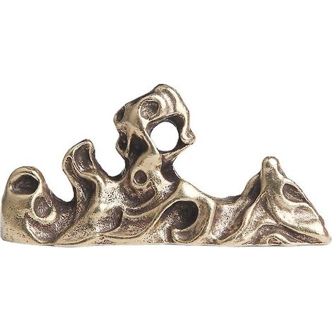 Porte-stylo en laiton antique en forme de semis, idéal pour un bureau zen ou comme objet de décoration. (1/5)