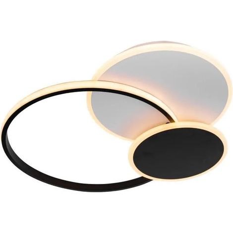 Lustre LED avec Telecommande 46W 3 Cercles Lumiere Gradable Noir (1/5)