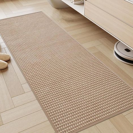 Tapis Cuisine Devant Evier 45x120cm, Tapis Couloir, Marron Chenille, Antidérapant, Absorbant, Séchage Rapide, Lavable, Résistant aux Taches, pour Buanderie, Salle de Bains, Passage (1/5)