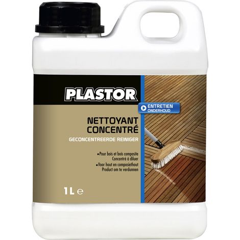 Plastor – Nettoyant concentré pour terrasses en bois et composites – Élimine taches alimentaires et moisissures – Application manuelle ou au nettoyeur haute pression (1/2)